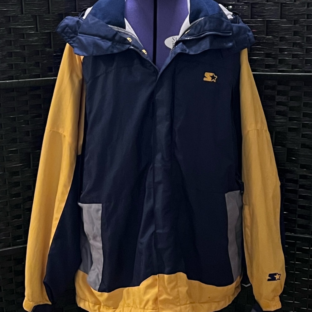 Blue/Yellow Insulated Hooded Starter Jacket- Sz Large